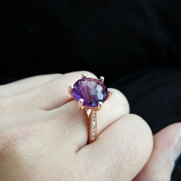 🔥LAST 1🔥NEW STUNNING ROSE GOLD PLATED AMETHYST RING - Picture 6 of 16